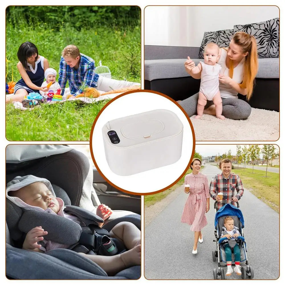 Portable Baby Wipe Warmer LED Digital Display Large Capacity Baby Wet Wipes Dispenser USB Powered Heating Adjustable Temperature