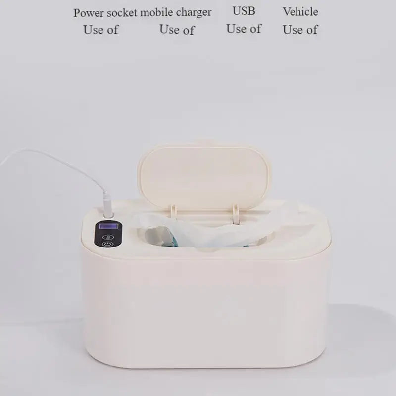Portable Baby Wipe Warmer LED Digital Display Large Capacity Baby Wet Wipes Dispenser USB Powered Heating Adjustable Temperature