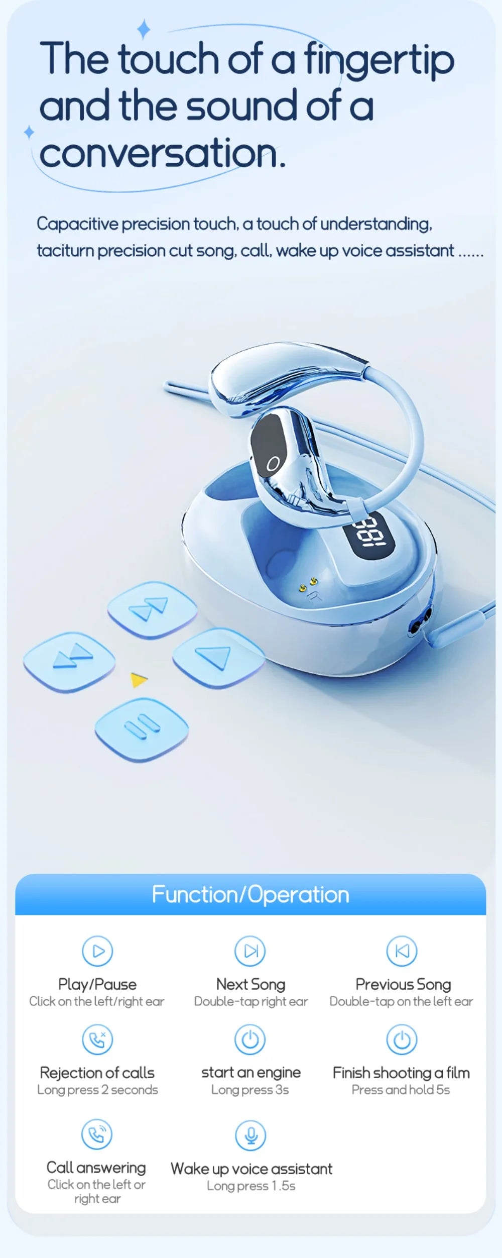Ai Translation Bluetooth Headset 144 Languages Ai Two-Way Real Time Translators Earphone for ENC Business Wireless Headphones