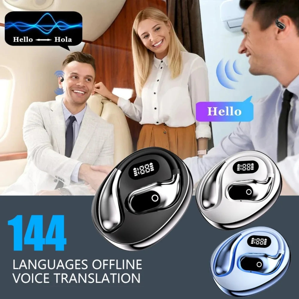 Ai Translation Bluetooth Headset 144 Languages Ai Two-Way Real Time Translators Earphone for ENC Business Wireless Headphones