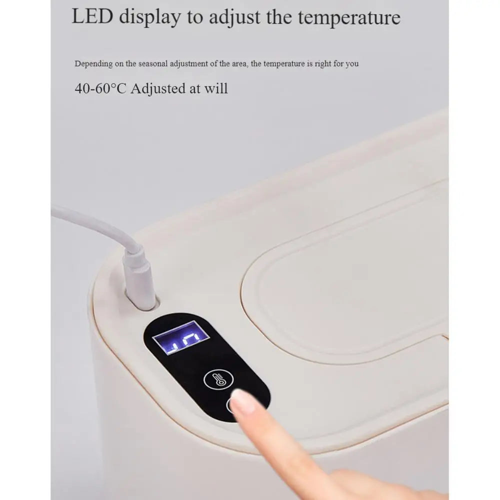 Portable Baby Wipe Warmer LED Digital Display Large Capacity Baby Wet Wipes Dispenser USB Powered Heating Adjustable Temperature