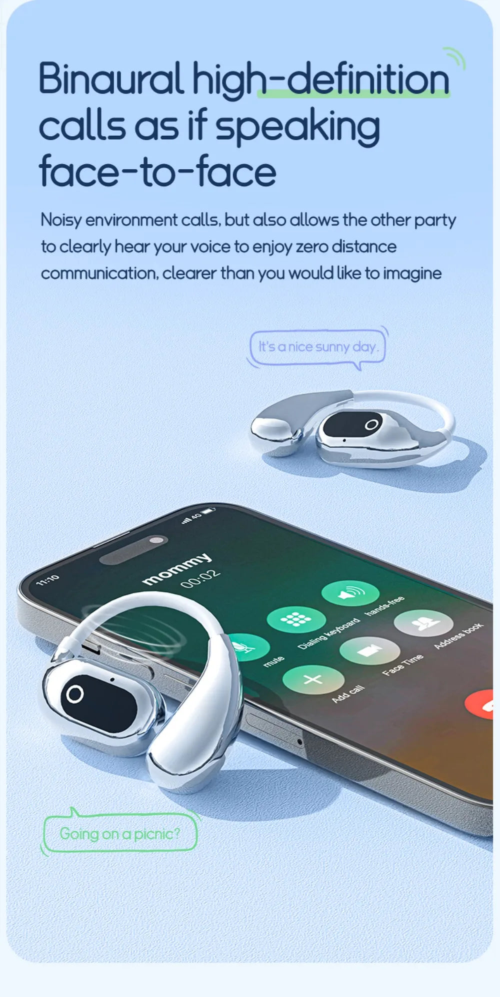 Ai Translation Bluetooth Headset 144 Languages Ai Two-Way Real Time Translators Earphone for ENC Business Wireless Headphones