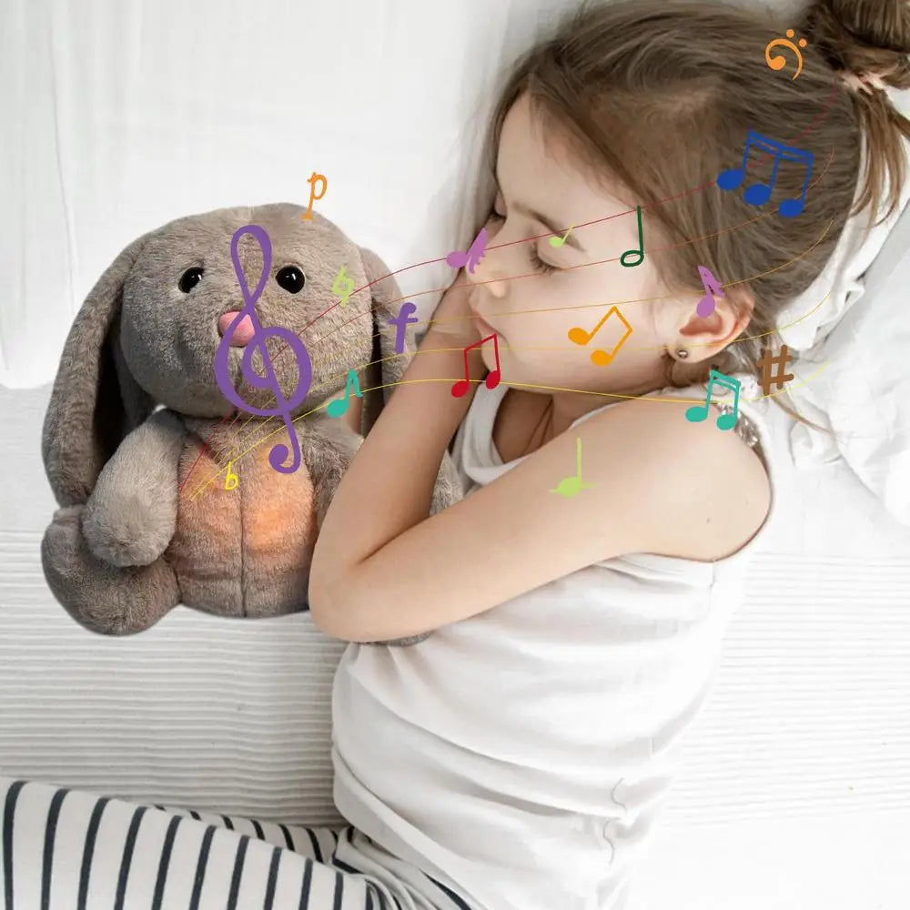 Breathing Bunny Plush Doll comforter Peaceful Music toy with Relieve tension and anxiety for baby Bunny Conciliate sleeping time