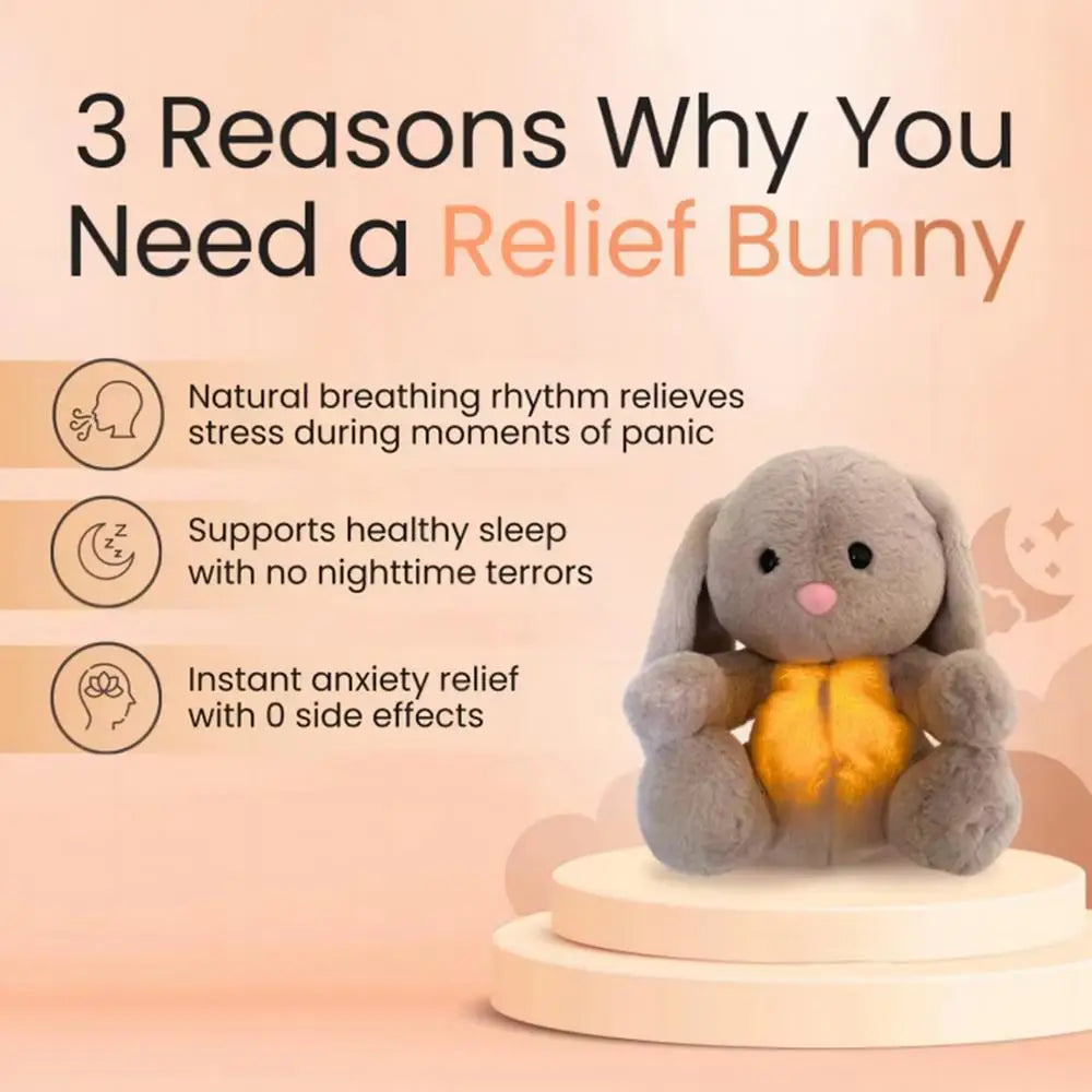 Breathing Bunny Plush Doll comforter Peaceful Music toy with Relieve tension and anxiety for baby Bunny Conciliate sleeping time