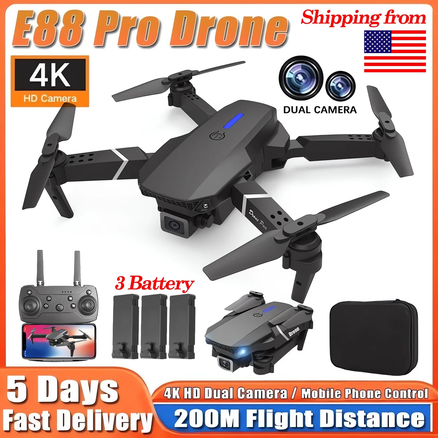 Pro RC Drone 4K Professinal With 3 Battery 1080P