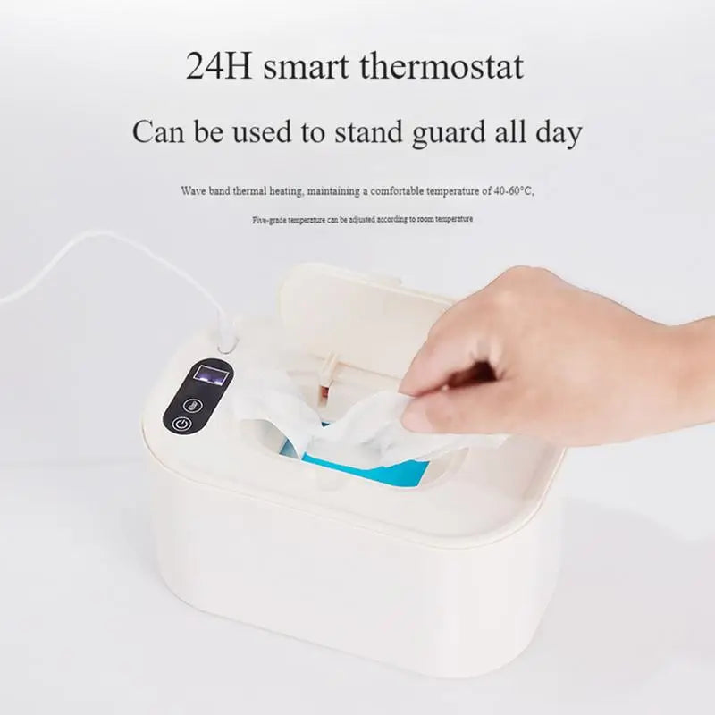 Portable Baby Wipe Warmer LED Digital Display Large Capacity Baby Wet Wipes Dispenser USB Powered Heating Adjustable Temperature