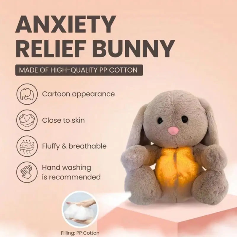 Breathing Bunny Plush Doll comforter Peaceful Music toy with Relieve tension and anxiety for baby Bunny Conciliate sleeping time