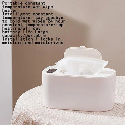 Portable Baby Wipe Warmer LED Digital Display Large Capacity Baby Wet Wipes Dispenser USB Powered Heating Adjustable Temperature