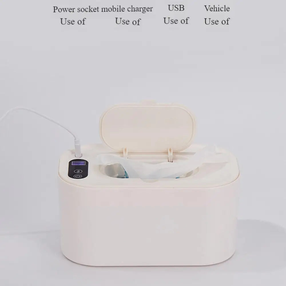 Portable Baby Wipe Warmer LED Digital Display Large Capacity Baby Wet Wipes Dispenser USB Powered Heating Adjustable Temperature
