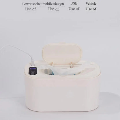 Portable Baby Wipe Warmer LED Digital Display Large Capacity Baby Wet Wipes Dispenser USB Powered Heating Adjustable Temperature