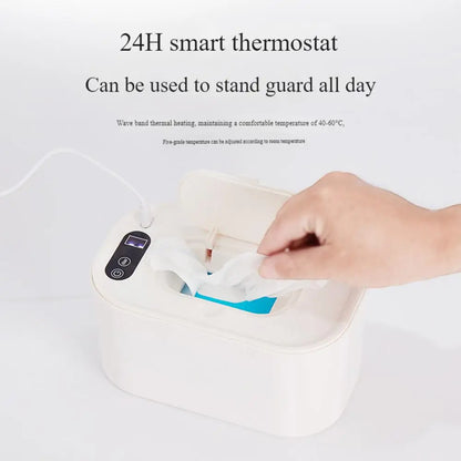 Portable Baby Wipe Warmer LED Digital Display Large Capacity Baby Wet Wipes Dispenser USB Powered Heating Adjustable Temperature