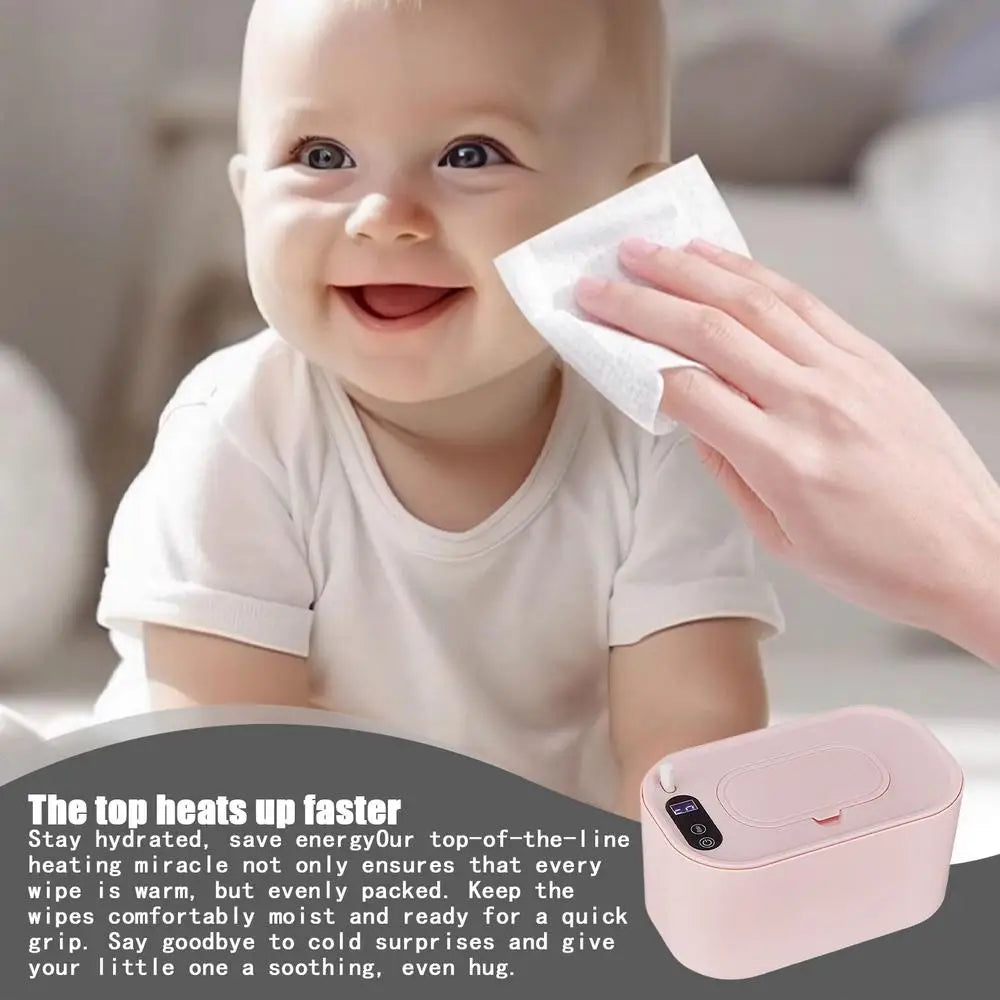 Portable Baby Wipe Warmer LED Digital Display Large Capacity Baby Wet Wipes Dispenser USB Powered Heating Adjustable Temperature